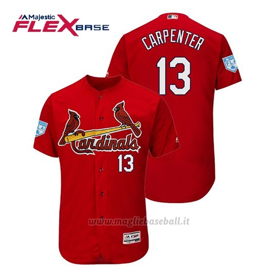 Maglia Baseball Uomo St. Louis Cardinals Matt Carpenter Flex Base Entrenamiento De Primavera 2019 Rosso